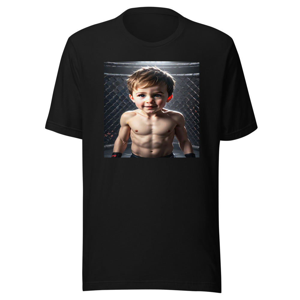 Cage fighter portrait on black tee