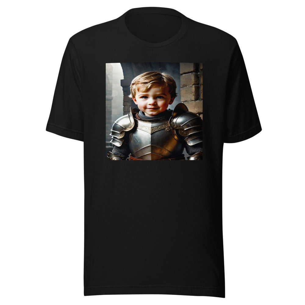 Medieval warrior portrait on black tee