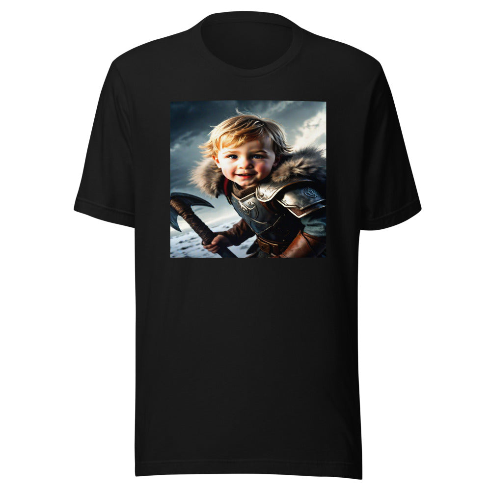Viking warrior portrait on black youth tee