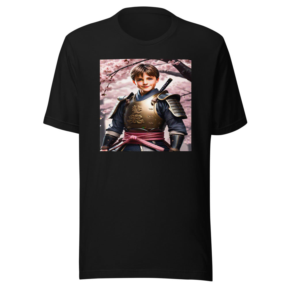 Samurai warrior portrait on black tee