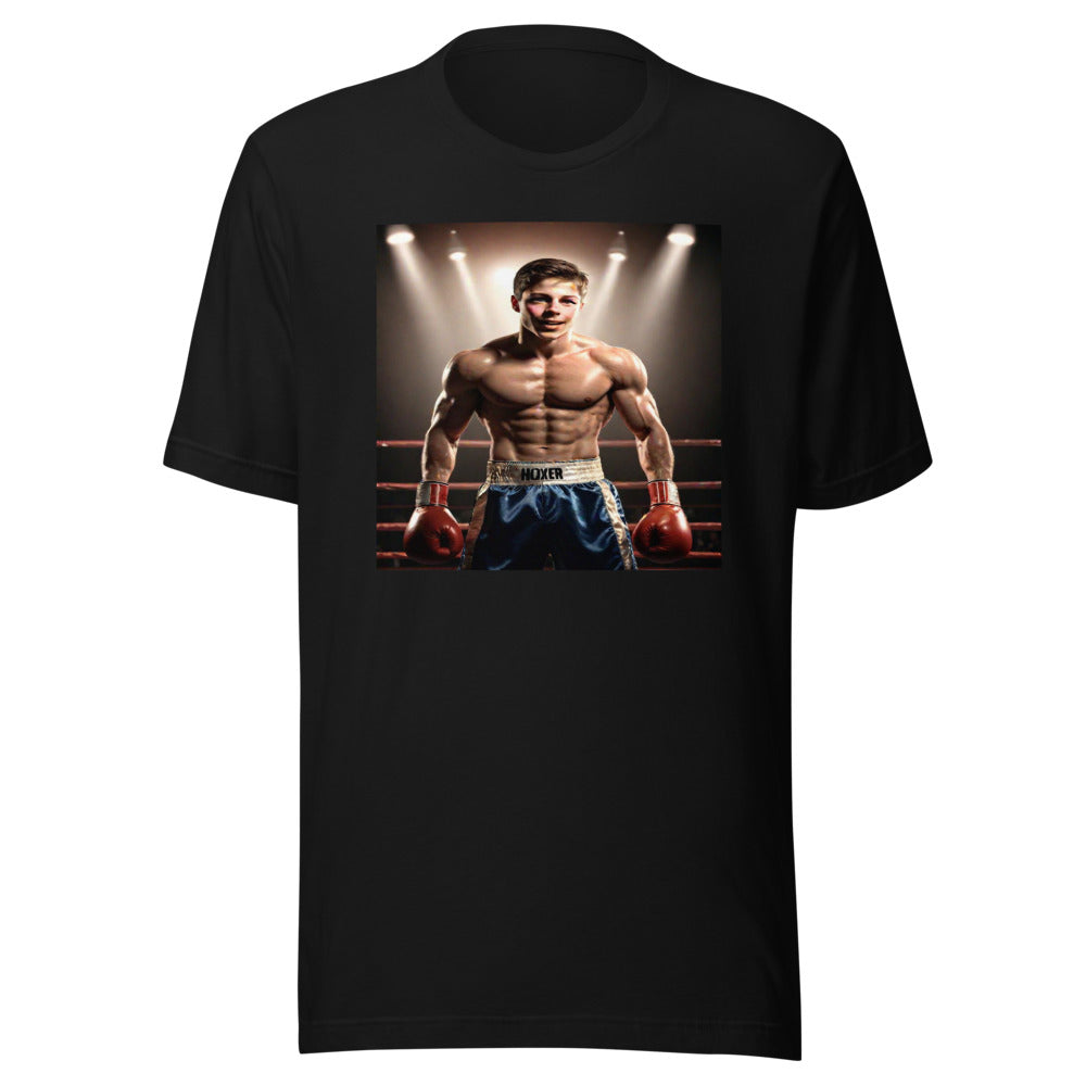 Boxing portrait on black tee