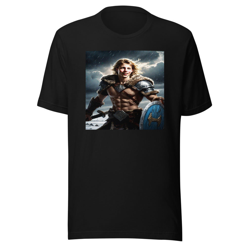 Viking warrior portrait on black tee