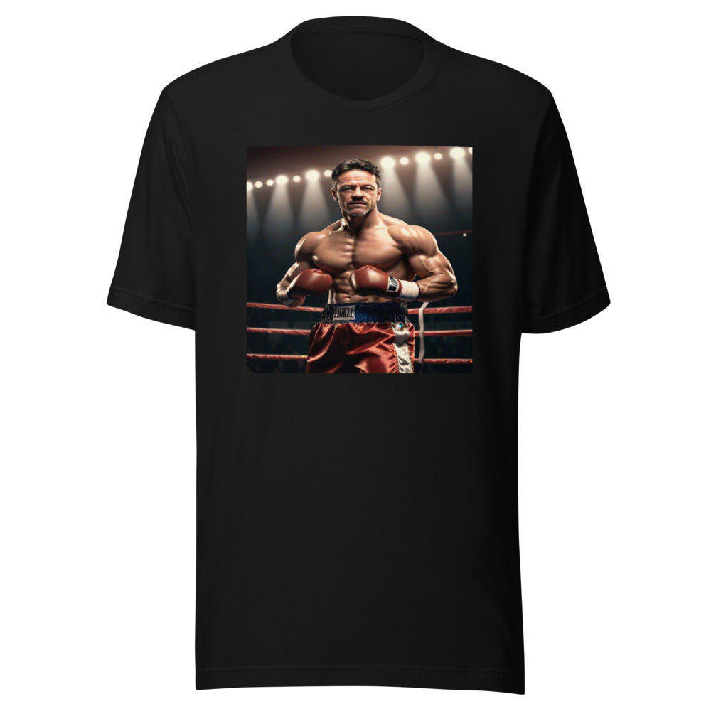 Boxing portrait on black tee