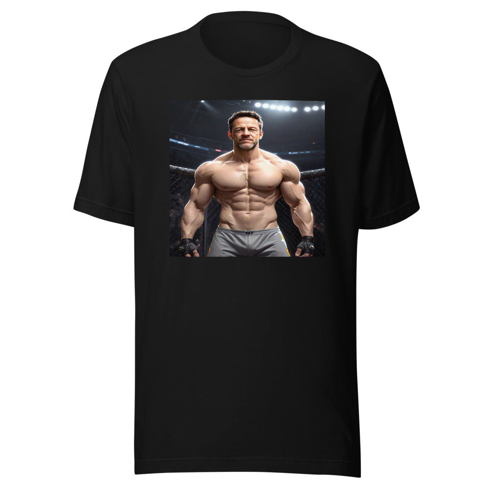 Cage fighter portrait on black tee
