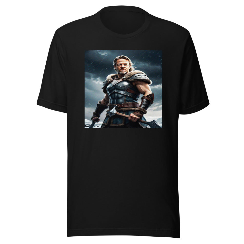 Viking warrior portrait on black tee