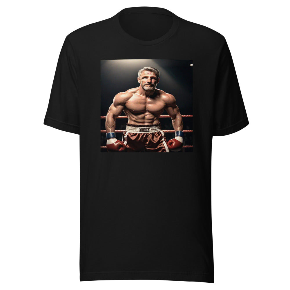 Boxing portrait on black tee