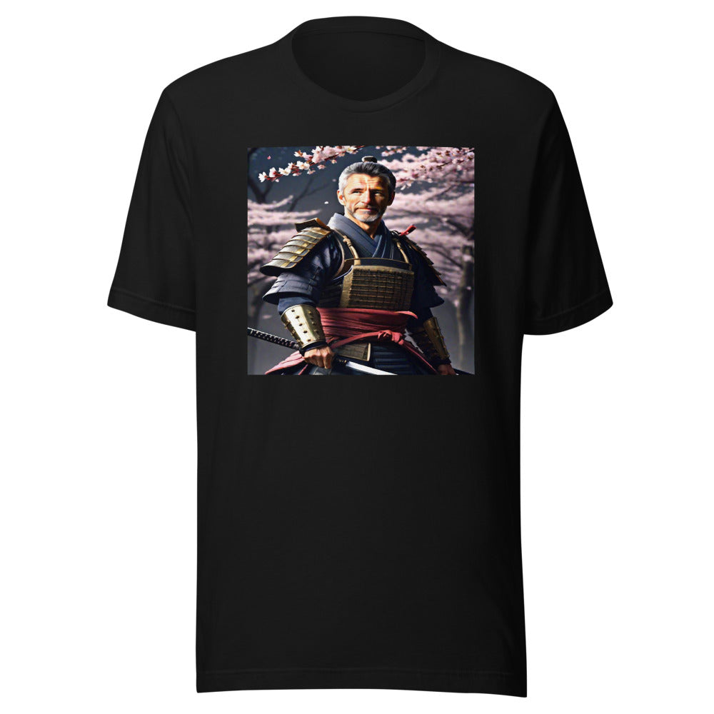 Samurai warrior portrait on black tee