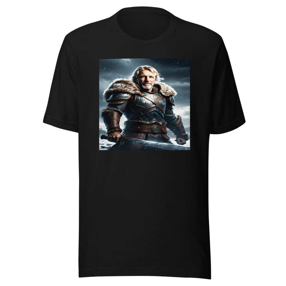 Viking warrior portrait on black tee
