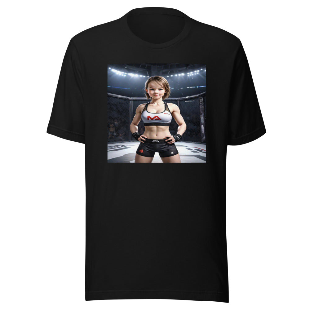 Cage fighter portrait on black tee