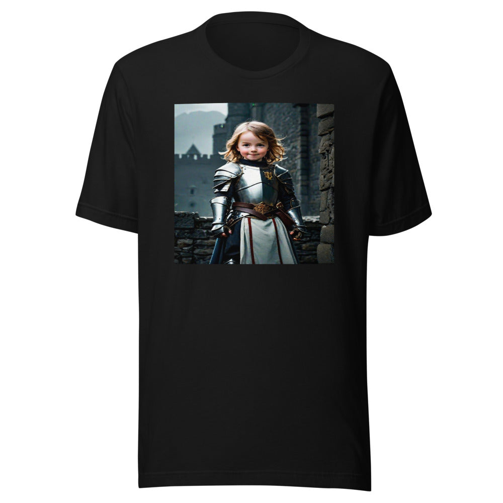 Medieval warrior portrait on black tee