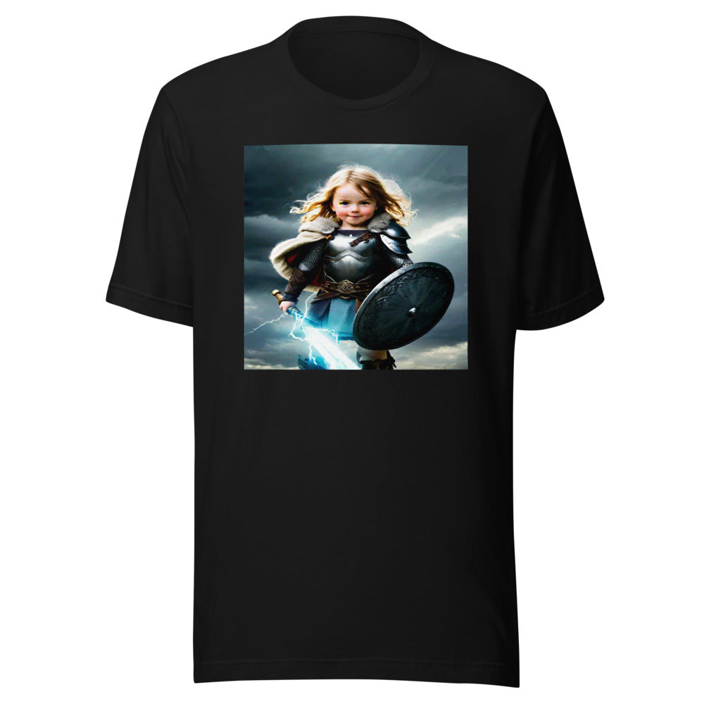 Valkyrie warrior portrait on black tee