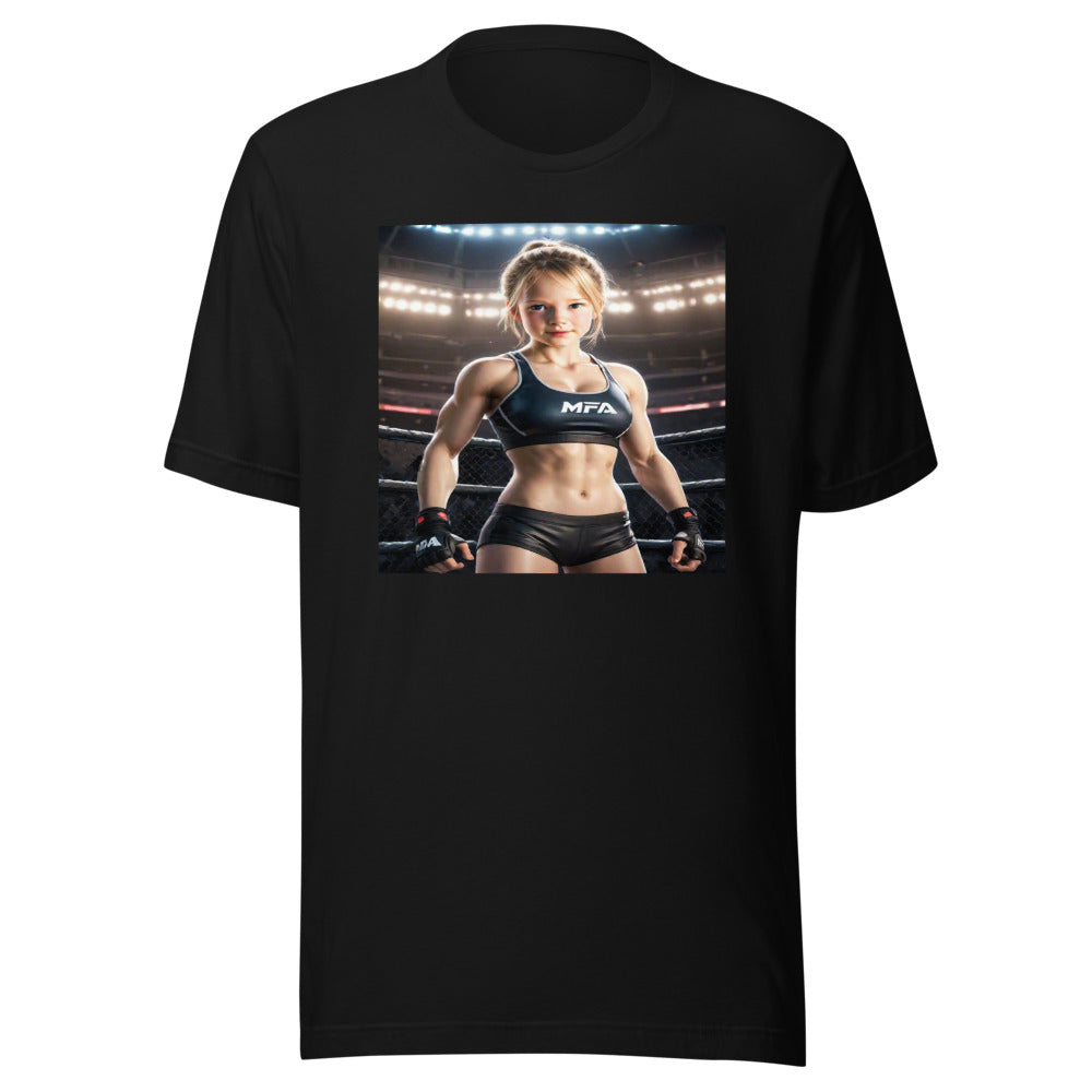 Cage fighter portrait on black tee