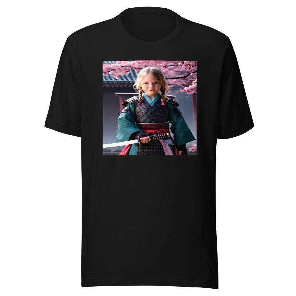 Samurai warrior portrait on black tee