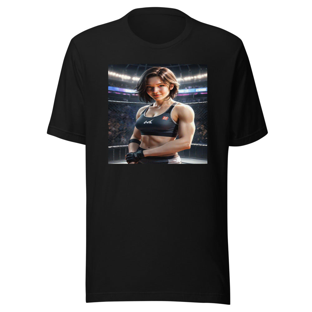 Cage fighter portrait on black tee