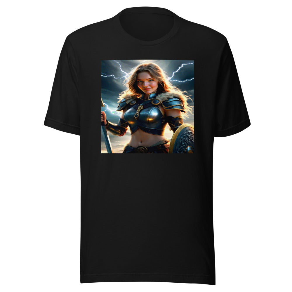 Valkyrie warrior portrait on black tee
