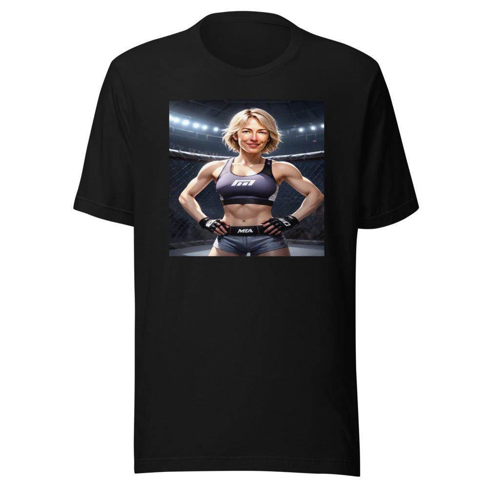 Cage fighter portrait on black tee