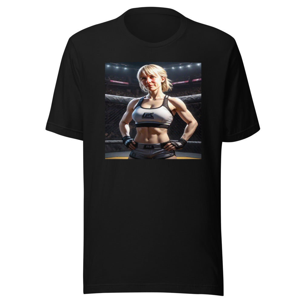 Cage fighter portrait on black tee