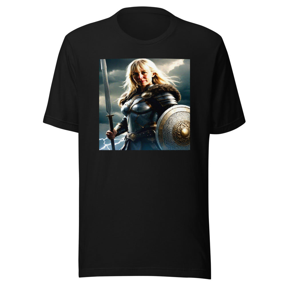 Valkyrie warrior portrait on black tee