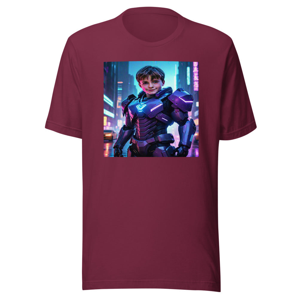 Maroon youth tee - futuristic warrior