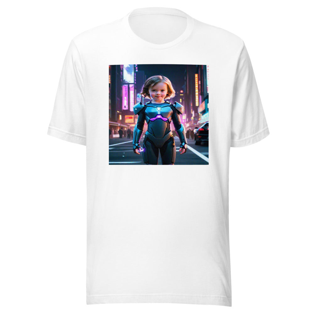 White youth tee - futuristic warrior